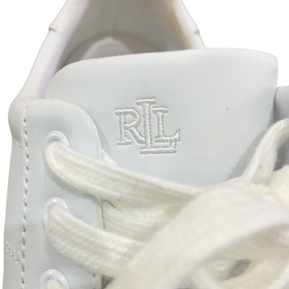 NWT Lauren Ralph Lauren Angeline white cow leather lace up platform sneakers 9.5 - Picture 12 of 14